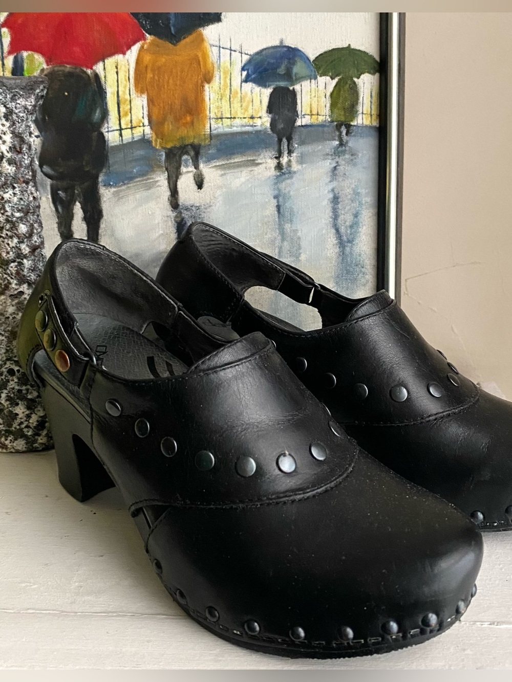 Dansko Ryder studded black leather clog sandal 38